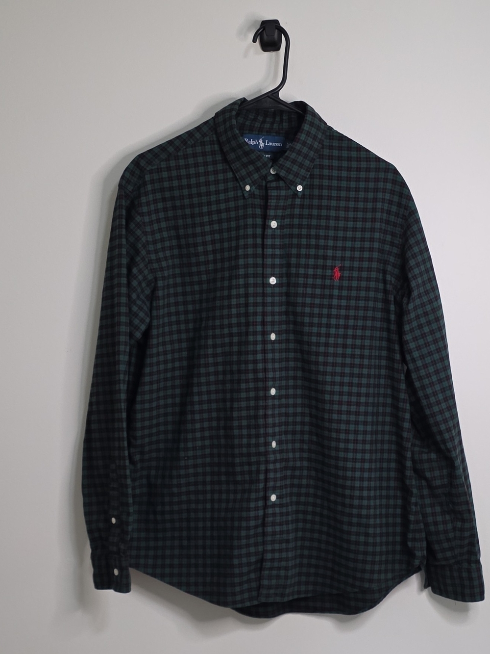 Classic Ralph Lauren Men’s Green Plaid Button-Down Shirt Green/Blue/Red